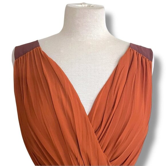 Modcloth Womens Wholly Romantic Midi Dress Sz Medium Brown Sash Belt Grecian - Picture 6 of 11